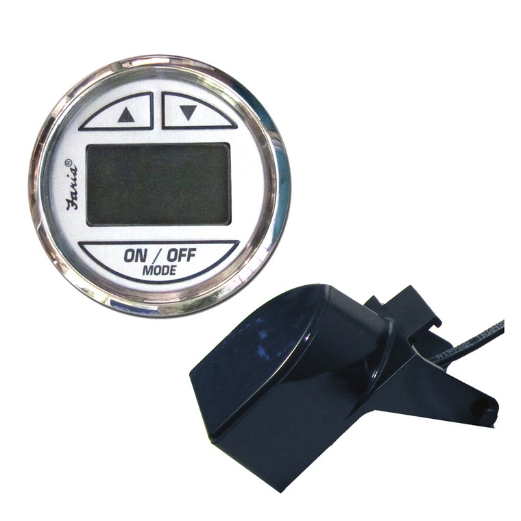 Faria Chesapeake White SS 2" Depth Sounder w/Transom Mount Transducer - 13850