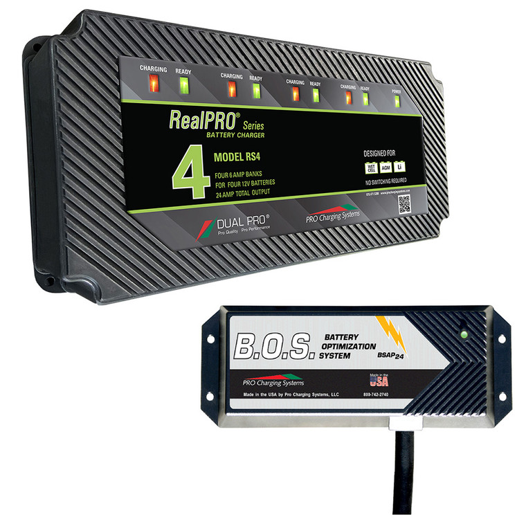Dual Pro RS4 4 Bank Battery Charger w/3 Bank B.O.S. - RS4/BOS12V3