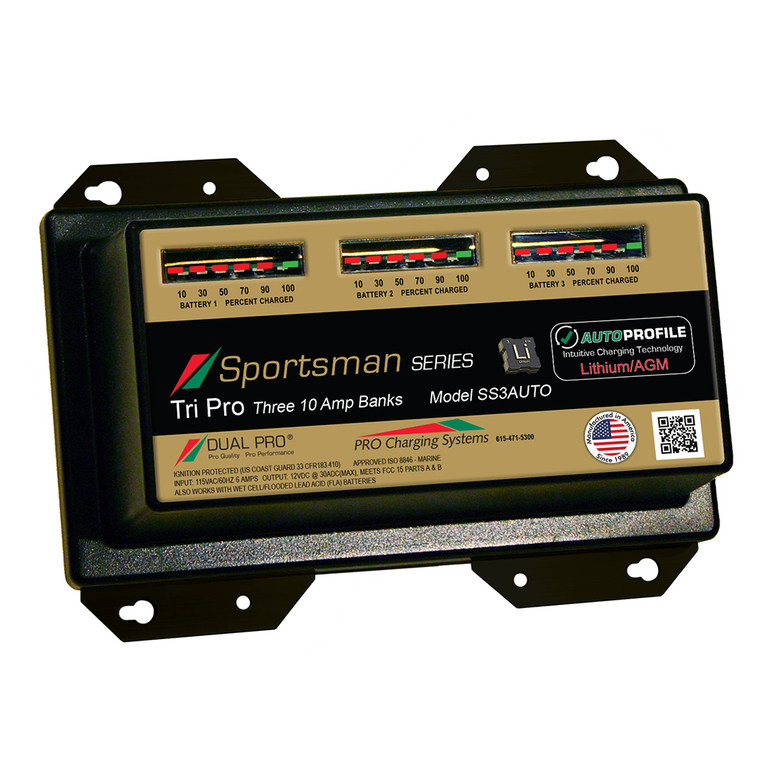 Dual Pro SS3 Auto 30A - 3-Bank Lithium/AGM Battery Charger - SS3AUTO