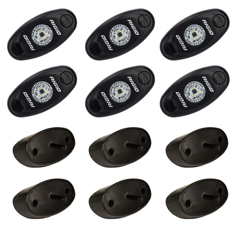 RIGID Industries A-Series Rock Light Kit - 6 Cool White Lights - Black - 400253