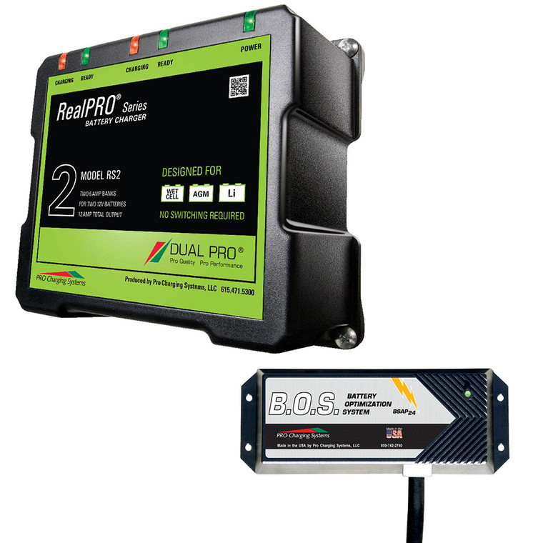 Dual Pro RS2 2 Bank Battery Charger w/2 Bank B.O.S. - RS2/BOS12V2