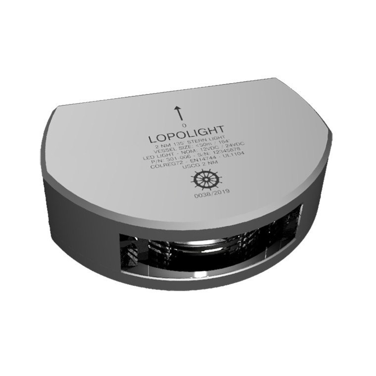 Lopolight Series 301-006 - Stern Light - 2NM - Vertical Mount - White - Silver Housing - 6M Cable - 301-006-6M