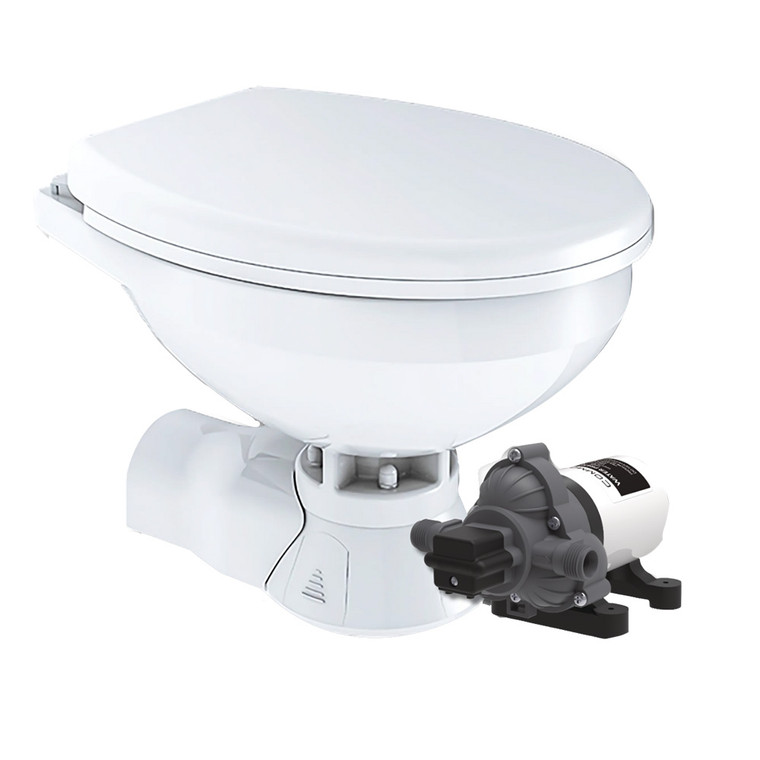 Commodore Quiet Flush Electric Toilet - Rear Macerator - Raw Water Pump - Regular Size - CM4RMT