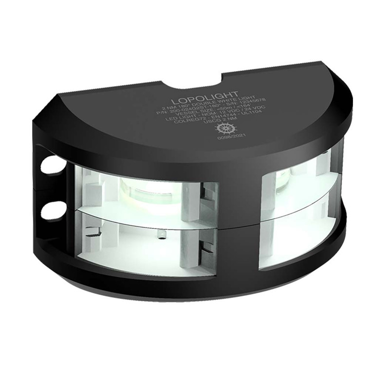 Lopolight Series 200-024 - Double Stacked Navigation Light - 2NM - Vertical Mount - White - Black Housing  - 200-024G2ST-B