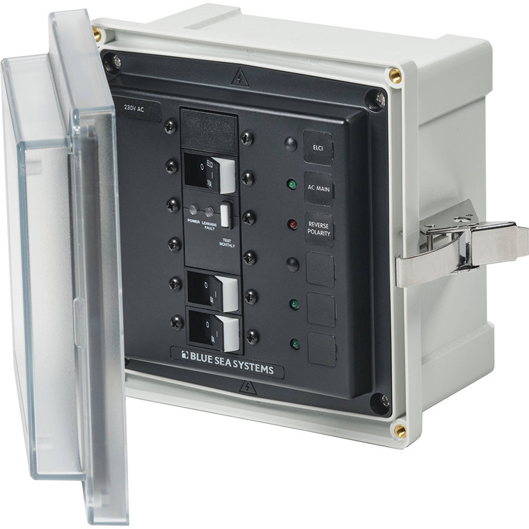 Blue Sea 3122 - SMS Panel Enclosure w/ELCI (16A) & 2 Branch (8A) - 230V AC - 3122