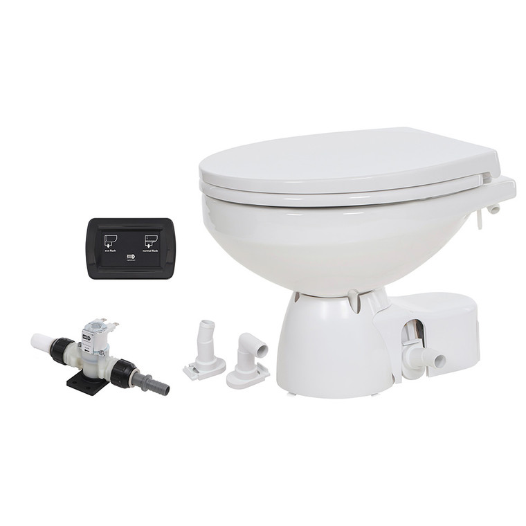 Jabsco Quiet Flush E2 Fresh Water Toilet Regular Bowl - 12V &ndash; Soft Close Lid - 38045-4192RSP