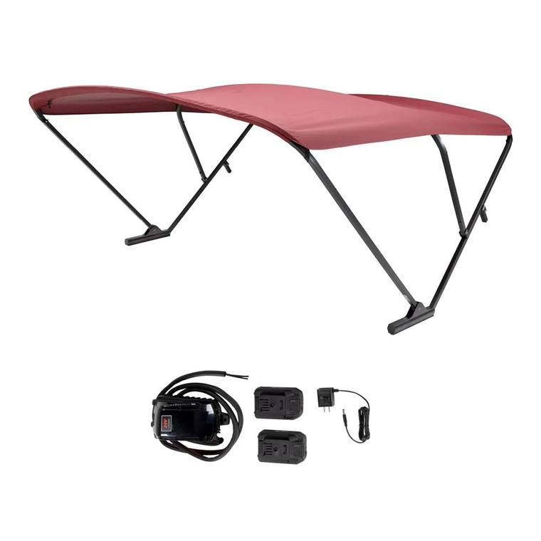 SureShade Battery Powered Bimini - Black Anodized Frame & Burgundy Fabric - 2021133091