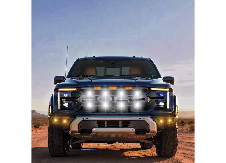 Arc Lighting - 2425 F150 Raptor Tiny Monster Grille Kit (8 Pod Lights Harness Bracket) - ARL42FA8