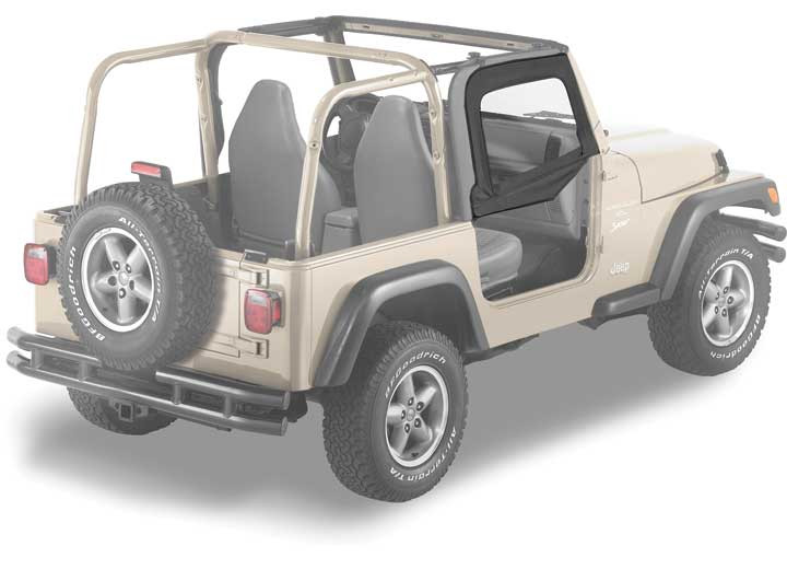 Bestop Inc. - 9706 Jeep Wrangler Upper Fabric Halfdoor Setblack Diamond - BES51790-35