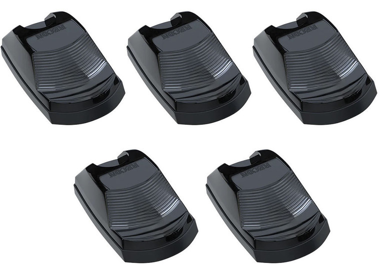 Recon Truck Accessories - 2325 Superduty (5piece Set) Smoked White Cab Roof Light Led Lens - REC264443BKHPWH