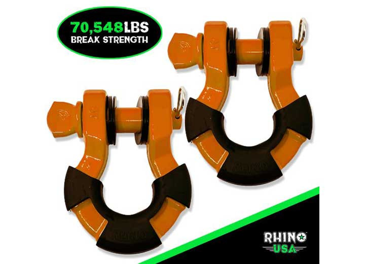 Rhino USA - 8 Ton Recovery Super Shackle 2 Pck Orange - RHUSUPERSHACK-ORG
