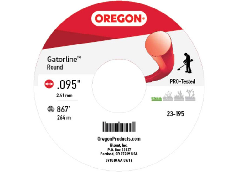 Oregon Tool - Gatorline Round Red .095 3lb Bulk - 23-195