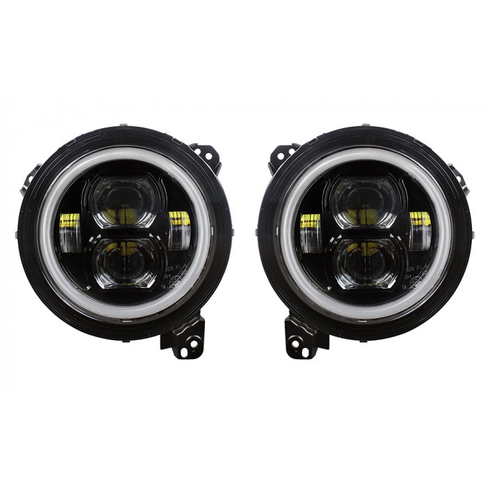 Quake LED - 18c Wrangler/20c Gladiator 9in Headlights With Drl  Sequential Turns And Rgb Accent - QTE1039