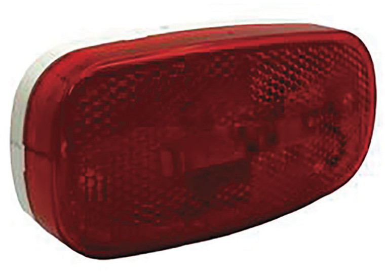 RV Designer - Red Oblong Reflex Incandescentmarker Light With White Base - L907