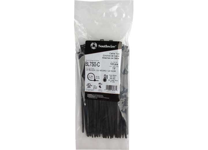 Southwire - 7in 50lb Black Cable Tie 100 Per Bag - BL7S0-C