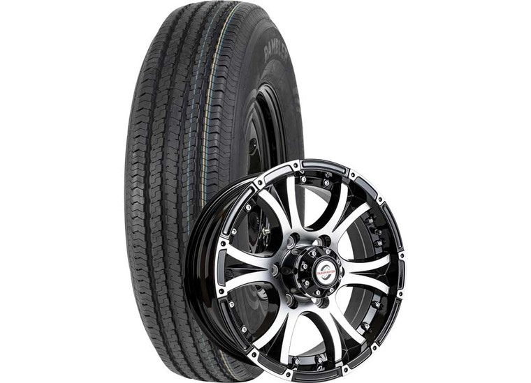 Taskmaster - Rambler Trailer Assy St235/80r16 Lre On 16x6 6x5.5 Black Machined Lip & Face Aluminum Wheel 3520lcc - B-23580R160E-F-60655BMBB2-V