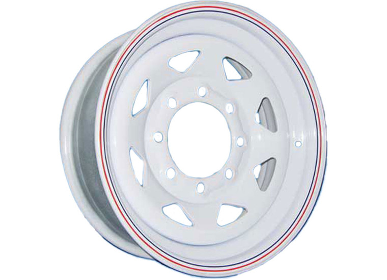 Tow-Rite - 16inx6in White 8 Spoke Rim Bp 86.5 Et 0 Cb 4.90 4080 Lbs - RT3813