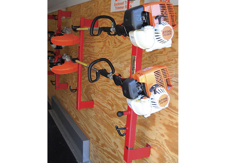 Trimmer Trap - Trimmer Rack For Enclosed Trailers Holds 4 Red - TTET4