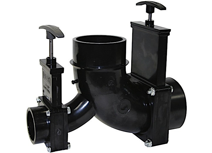 Valterra - Ell Double Rotating Valve 3in Hub X 11/2in Hub X 3in Spigot Outlet - T81