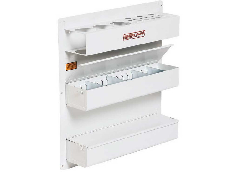 Weather Guard - Door Organizer 2 Closed Tool Trays And 1 Holder For Cans 213/4 X 20.1/4 In  White Steel Finish - 2911775