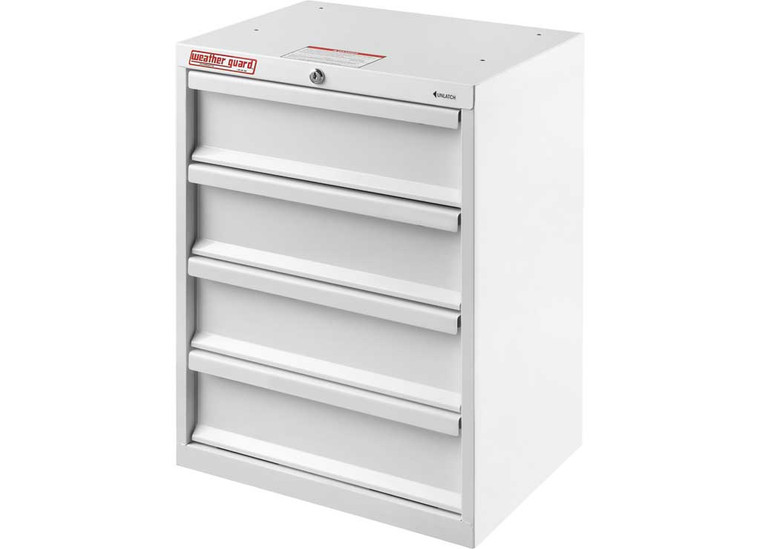 Weather Guard - Van Storage Cabinet With 4 Drawers 18 X 14 X 24in  White Steel Finish - 2952682