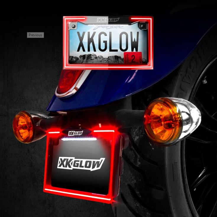 XK Glow - Motorcycle License Plate Frame Light W/ Turn Signal  Chrome - XK034018-W