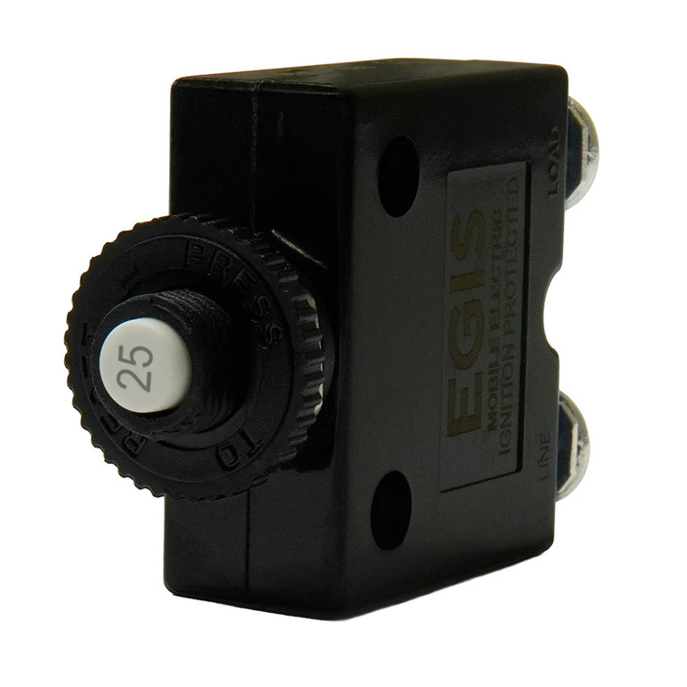 Egis 25A Push Button Panel Mount Circuit Breaker - Screw Terminals - 4710-25