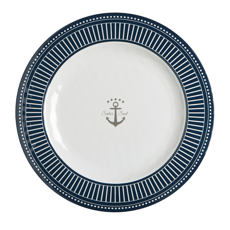 Marine Business Melamine Flat, Round Dinner Plate - SAILOR SOUL - 10" Set of 6 - 14001C