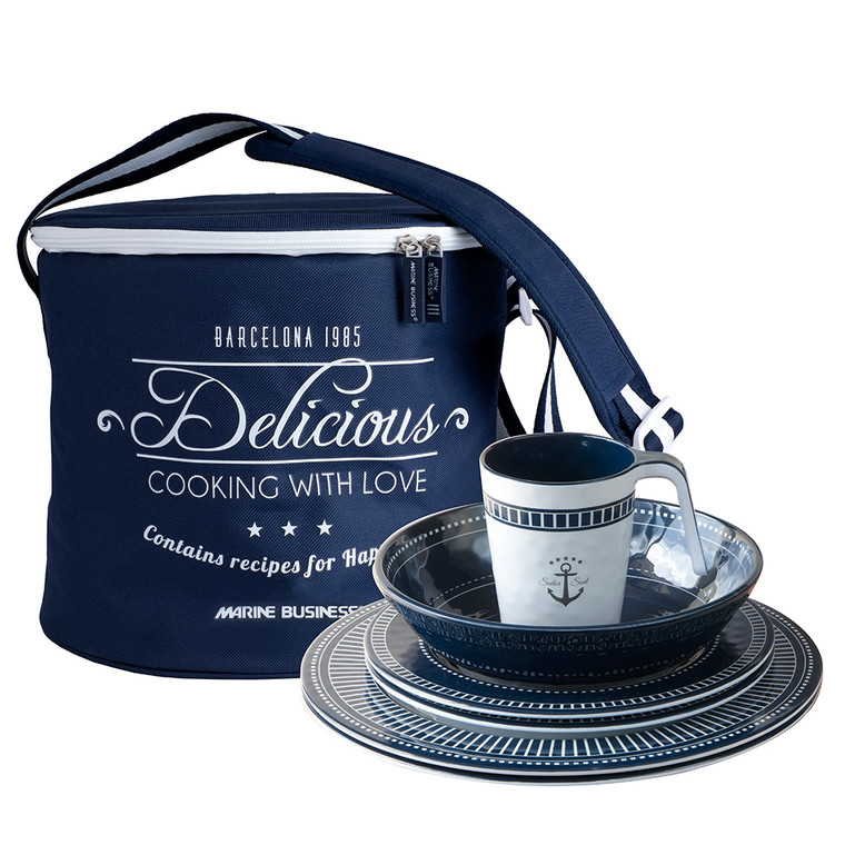 Marine Business Melamine Tableware &amp; Basket - SAILOR SOUL - Set of 16 - 14147