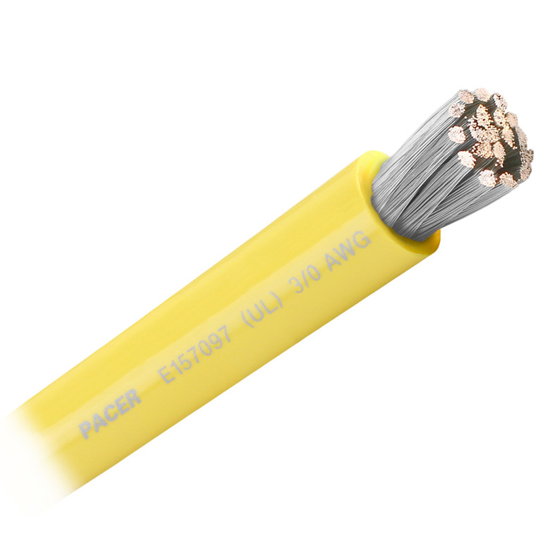 Pacer Yellow 3/0 AWG Battery Cable - Sold By The Foot  - WUL3/0YL-FT