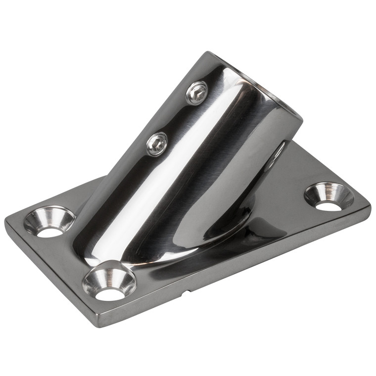 Sea-Dog Rail Base Fitting Rectangular Base 45&deg; 316 Stainless Steel - 3-1/4" x 1-7/8" - 1" OD - 281451-1