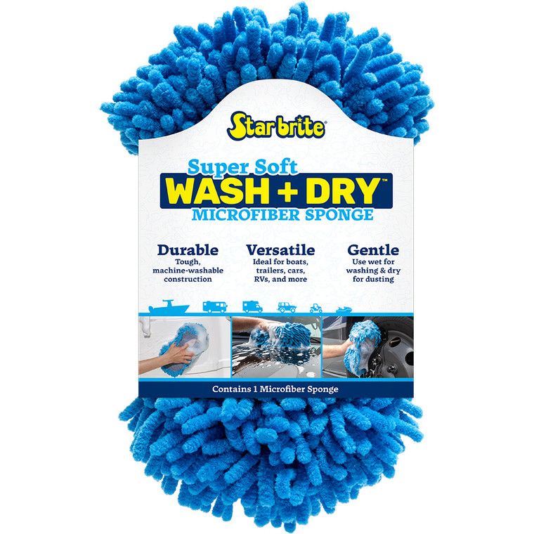 Star brite Microfiber Reggae Sponge - Blue, Dual-Sided Scrubbing &amp; Dusting - 40078