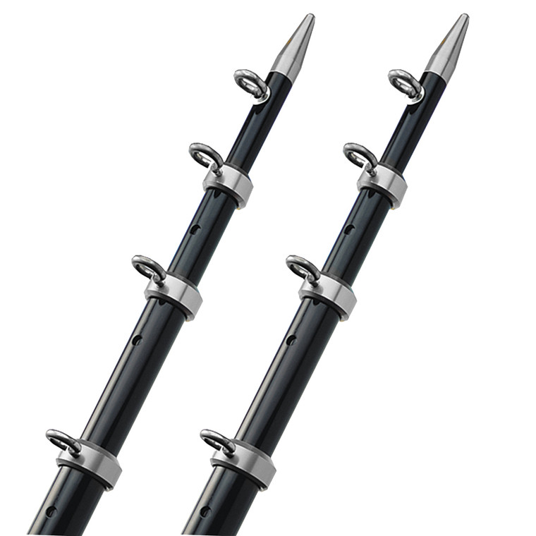TACO 15' Telescopic Outrigger Poles HD 1-½" - Black/Silver - OT-0542BKA15-HD