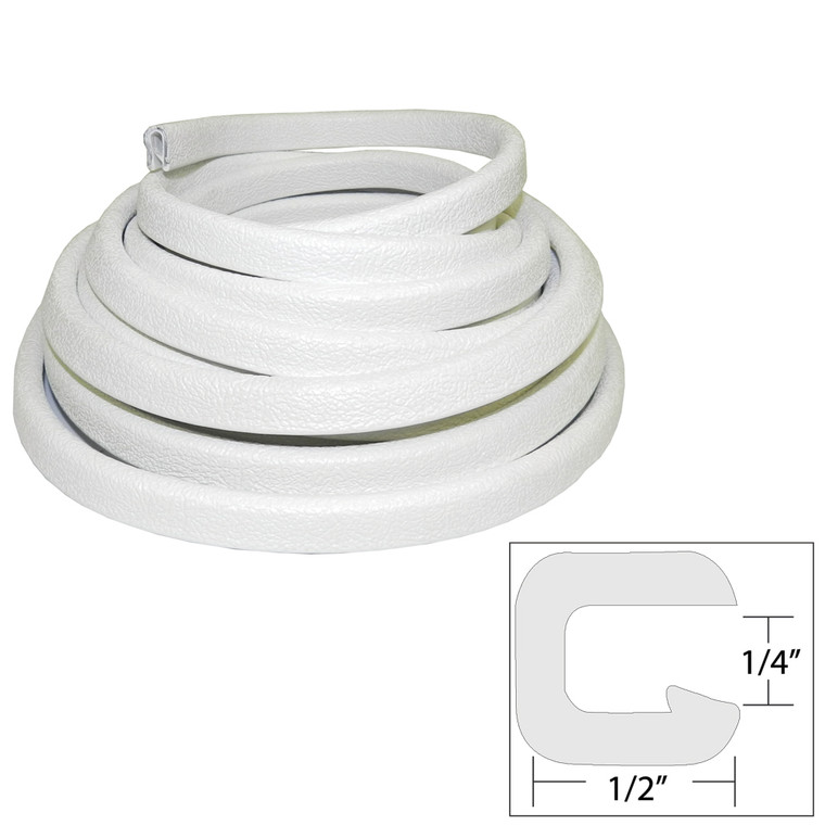 TACO Flexible Vinyl Trim - ¼" Opening x ½"W x 25'L - White - V30-1008W25-1