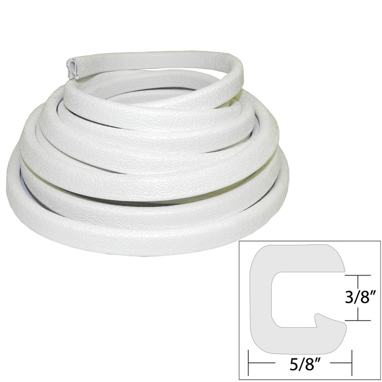 TACO Flexible Vinyl Trim - ⅜" Opening x ⅝"W x 25'L - White - V30-1312W25-1