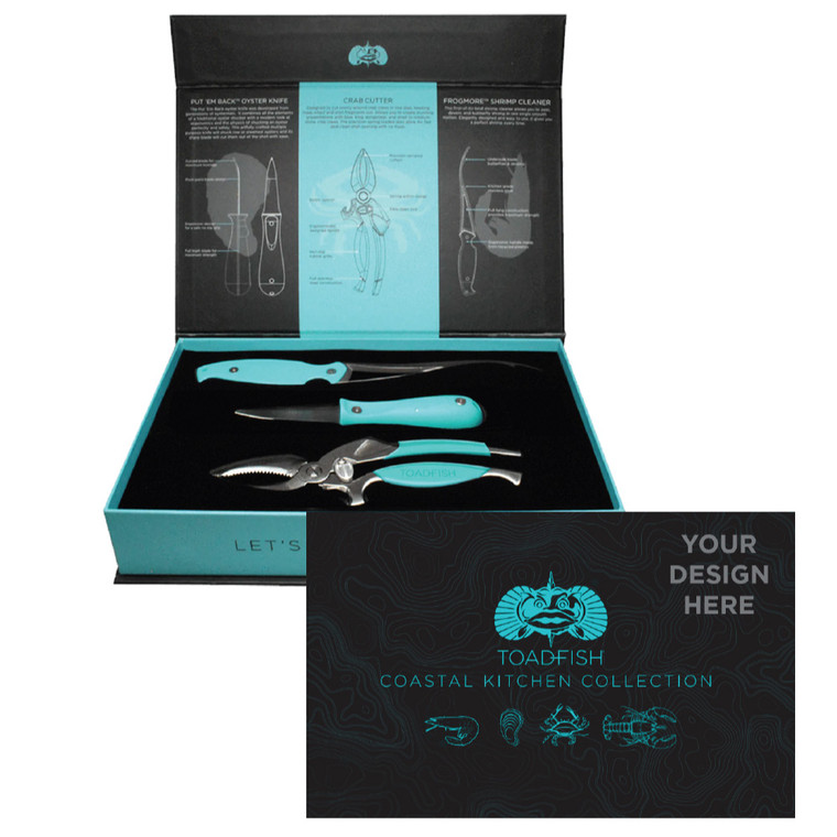Toadfish Custom Engraved Coastal Kitchen Collection - Oyster Knife, Shrimp Cleaner &amp; Crab Cutter - Seafood Tools Are NOT Engraved (MINIMUM ORDER QUANTITY OF 25) - TF1011