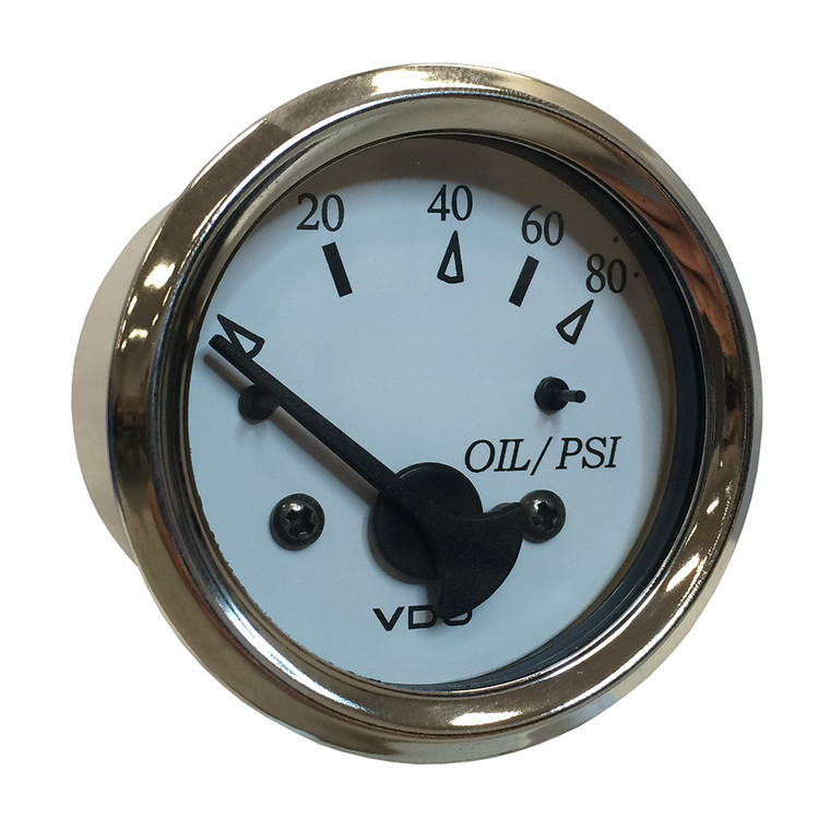 VDO Cockpit Marine 52MM (2-1/16") Oil Pressure Gauge - White Dial/Chrome Bezel  - 350-15276