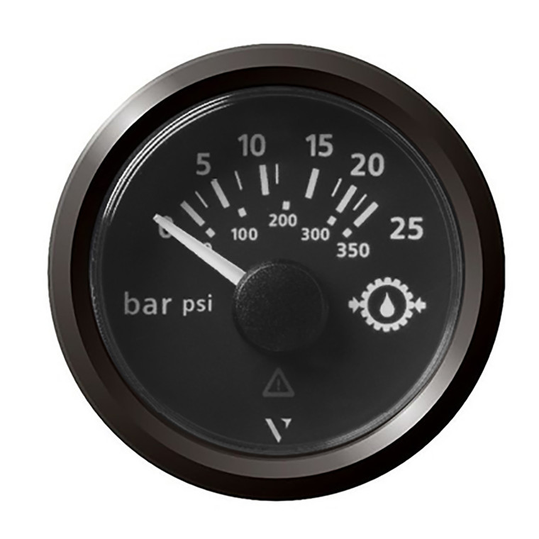 Veratron 52MM (2-1/16") ViewLine Transmission Oil Pressure 25 Bar/350 PSI - Black Dial &amp; Triangular Bezel - A2C59514139