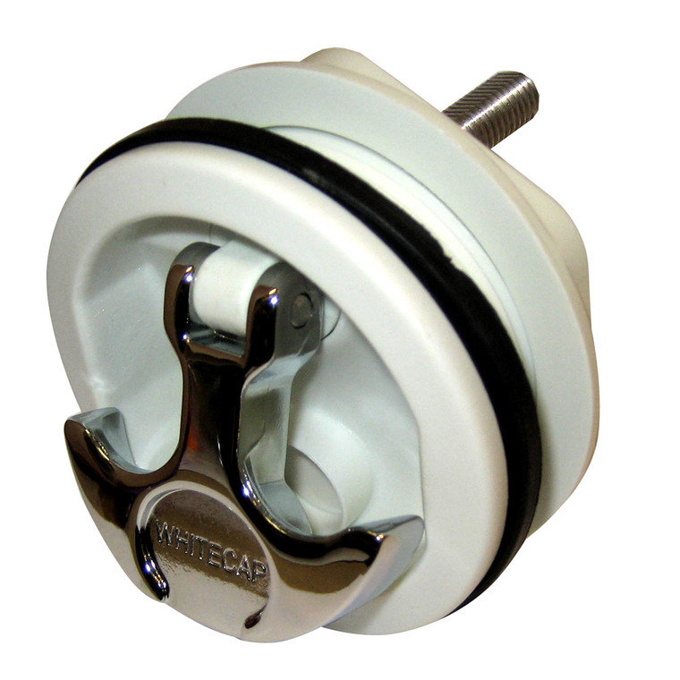 Whitecap T-Handle Latch - Chrome Plated Zamac/White Nylon - No Lock - Freshwater Use Only - S-0230WC