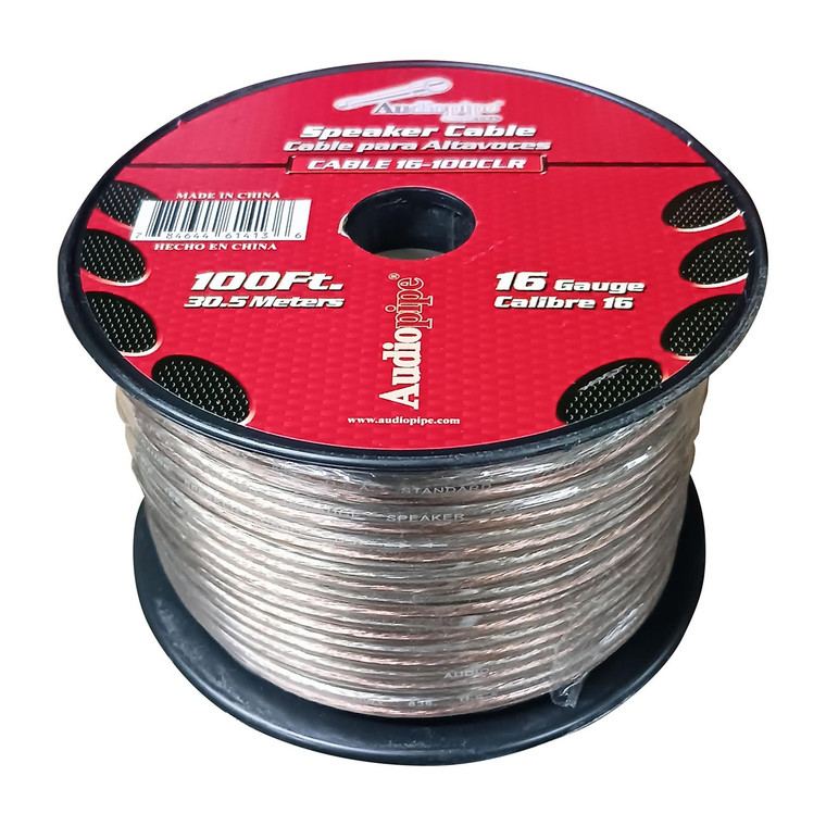 Audiopipe Speaker Wire 16-gauge 100 Foot Spool - Clear Insulation - CABLE16100