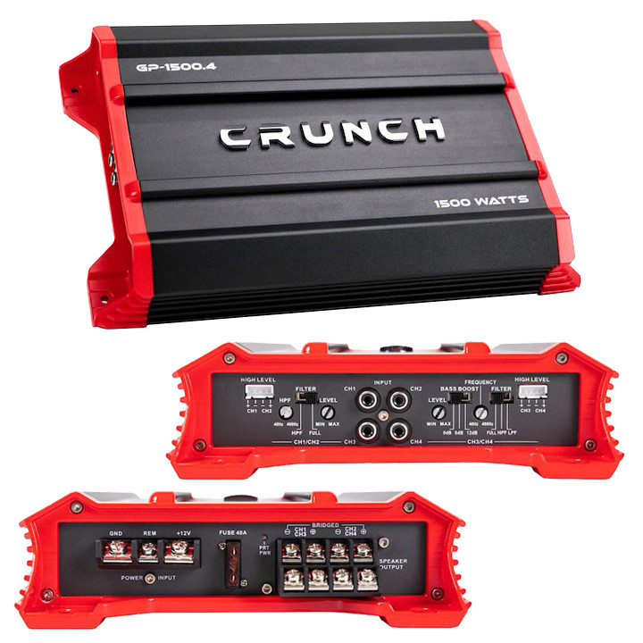 Crunch Ground Pounder 4 X 190 @ 4 Ohms 4 X 375 @ 2 Ohms 2 X 750 Watts @ 4 Ohms Bridged - GP-1500.4