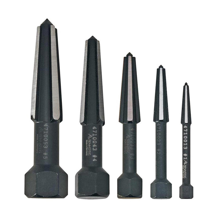 Knipex Rennsteig Double-edged Fluted Screw Extractor Set - Size 1 To 5 (5-piece) - 9R4719003