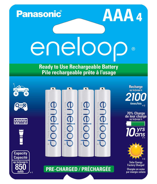 Panasonic Eneloop "aaa" Rechargable Batteries (4-pack) - BK-4MCCA4BA