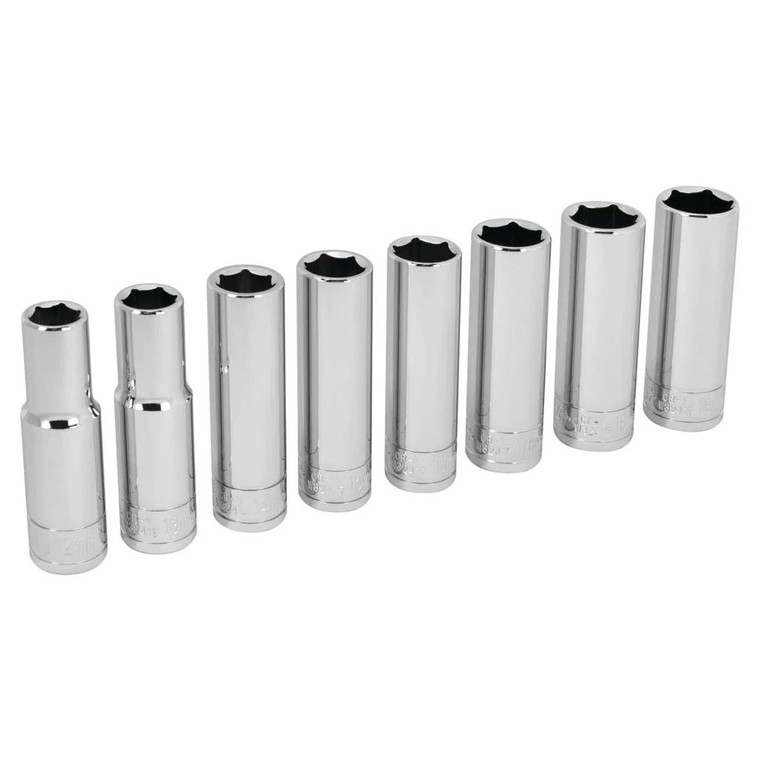 Performance Tool 1/2" Drive 6-point Metric Deep Socket Set (8 Piece)