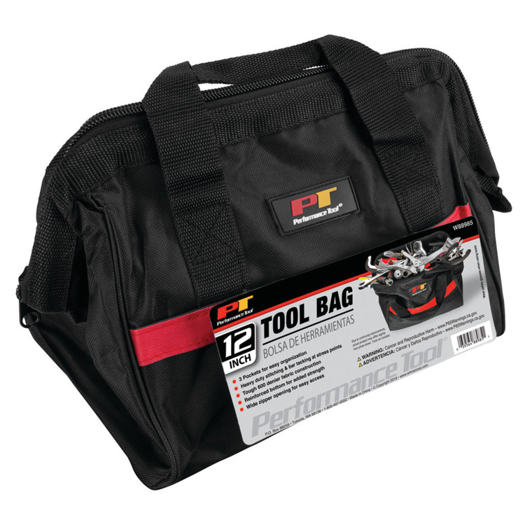 Performance Tool 12" Heavy Duty Tool Pouch With 3 Pockets - W88985