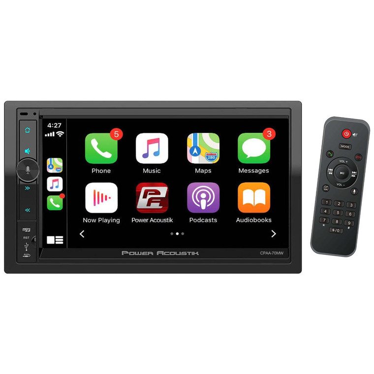 Power Acoustik 7" Double Din Mechless Receiver With Wireless Apple Carplay/android Auto - CPAA-70MW