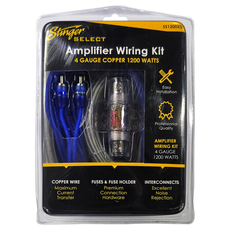 Stinger 4 Gauge Amplifier Wiring Kit 100% Copper - 1200 Watts - SS1200XS