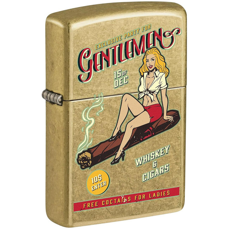 Zippo Whiskey And Cigars Party Pin-up Girl - Street Brass - 48267CI423077