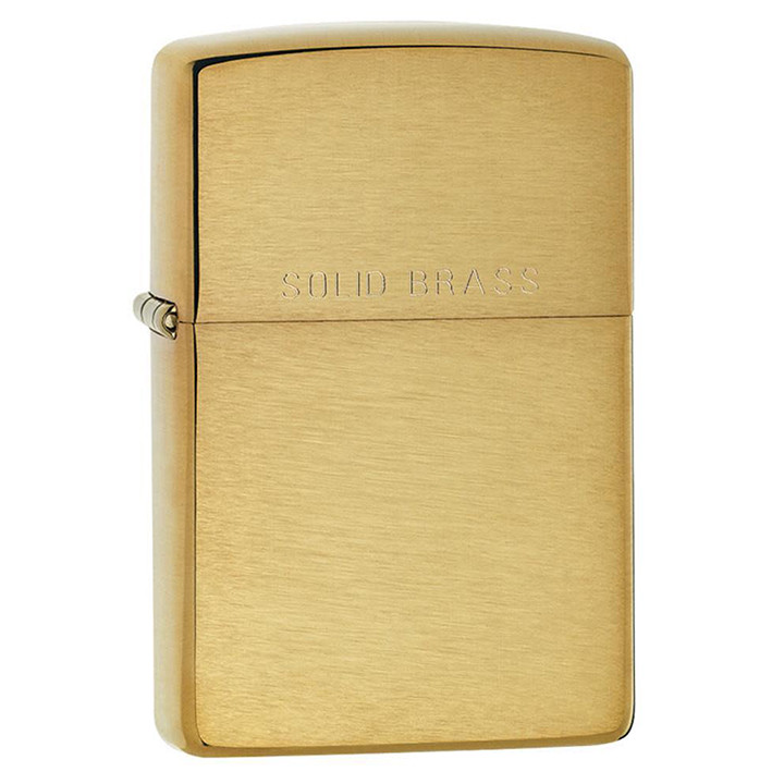 Zippo Windproof Lighter Brushed Brass W/ Solid Brass Engraved - 204
