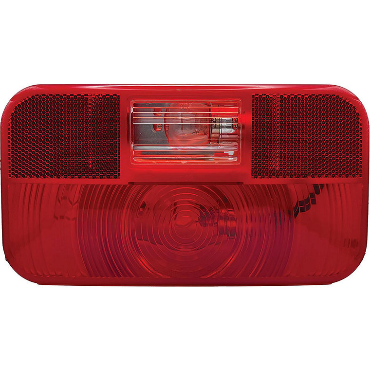 RV Designer L973 Incandescent Rectangular Tail Light With Reflex & Back up Light, Red , 8.5625" X 3.125" - L973